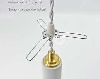 Lampenkaphouder met koordgreepset - Metalen veerdraadbeugel om de lampenkap aan het plafond te bevestigen Hanglamp met snoer en fitting - DIY lamponderdelen