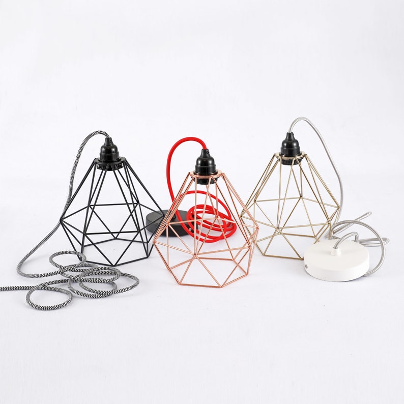 Gold geometrische Diamant Käfig Schatten für Industrielampen | Etsy