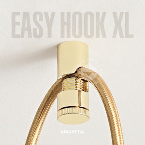 Large Gold Easy Ceiling Hook - Heavy Duty Modern Minimalist Cord Keeper Hook For Swag Pendant Lamp, Chandelier Lighting & Hanging Planter
