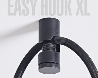 Grande gancio nero Easy Hook - Gancio portacavi minimalista e resistente per ciondoli, lampadari e piante sospese - Montaggio a parete/soffitto
