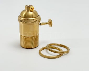 Messing Fassung Ø32mm Mit Schatten Ringen & Drehknopf - Lampenfassung für Beleuchtungsprojekte