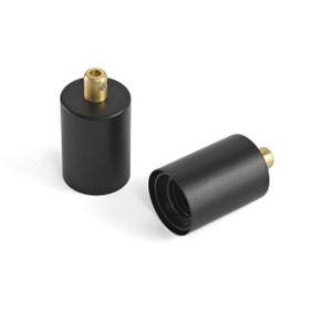 Black & Gold Full Cap E26 Light Bulb Socket With Cord Grip - Minimalist Medium Base Lamp Holder for Pendant Fixture Projects - DIY Lamp Part