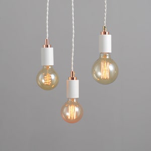 Simple Top Plug-In Swag Pendant Ceiling Light With 15ft Twisted Fabric Cord - Portable Modern Minimalist Exposed Edison Bulb Lighting