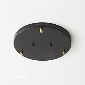 12in Black 3-Port Ceiling Canopy Kit With Gold Cord Grips & Mounting Hardware For DIY Handmade Modern Pendant Light Chandelier Cluster Lamp