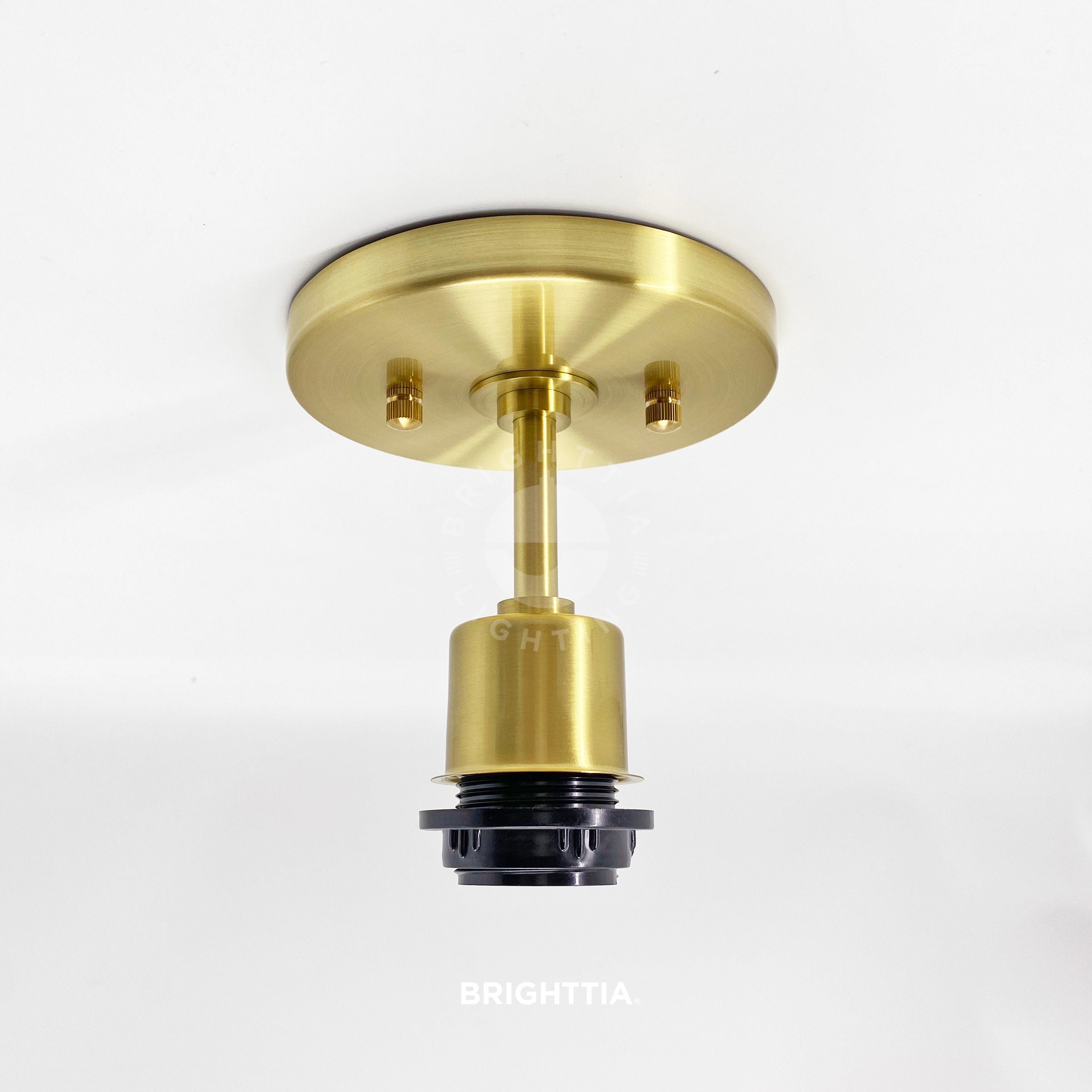 Gold Shade-Ready Ceiling Lamp - Modern Minimalist Surface Mount Light Fixture For Use With Lamp Shade For Kitchen, Office And Bedroom