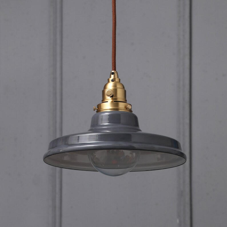 Gray Vintage Industrial Pendant Light Brass Fixture with 10 Etsy