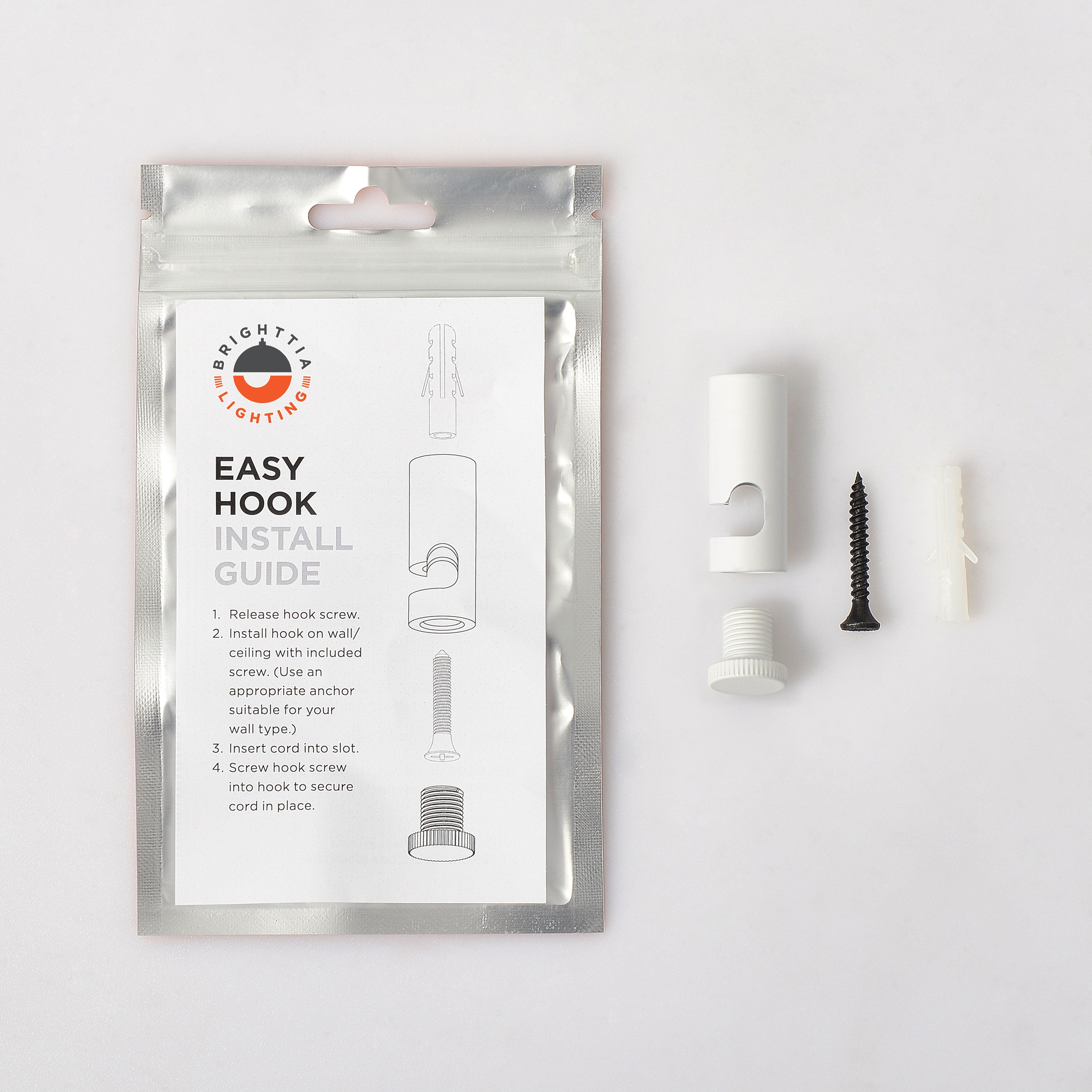 White Easy Hook Minimalist Cord Keeper Hook for Swag Etsy UK