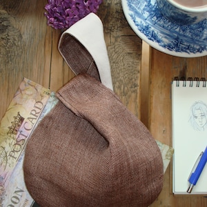 Mini sac en lin S / Porte-monnaie style japonais / Pochette / Porte-monnaie style noeud