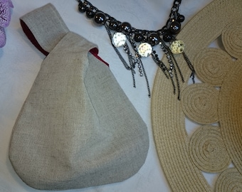 Linen mini Bag S / Japanese  Style Purse / Pouch Bag  / Knot style Purse