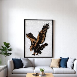 Arte de parede em madeira, arte em pixel, mosaico de madeira, decoração de águia exclusiva, arte de parede em madeira grande, decoração para casa, decoração em madeira natural, tapeçaria de parede