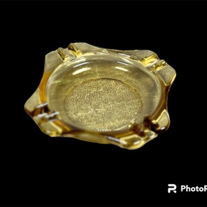 Yellow Glass Vintage Ashtray | Antique Trinket Dish | 1960s Vintage Ashtray