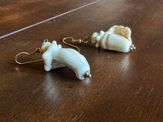 Conch Sea Shell Dangle Earrings, Nautical Beach J… - image 8