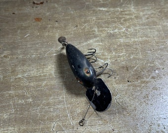Black Hellbender Fishing Lure ~ Antique Beaded Eyes Bait
