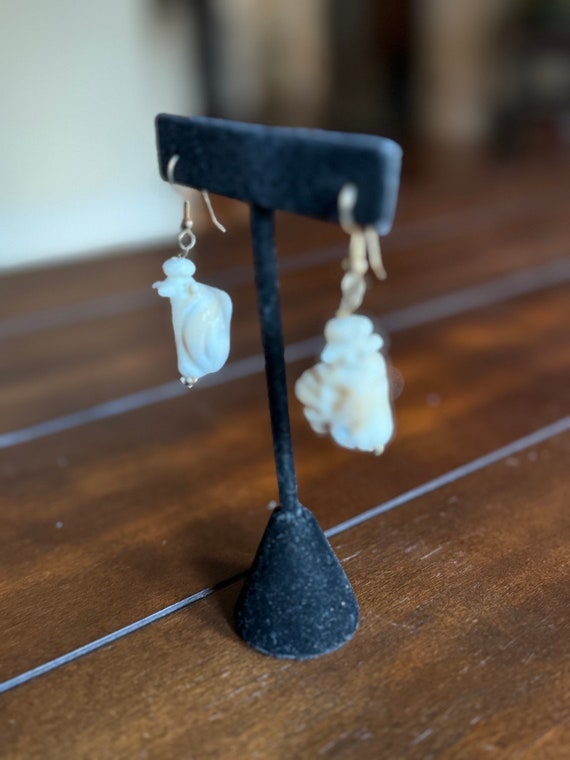 Conch Sea Shell Dangle Earrings, Nautical Beach J… - image 2