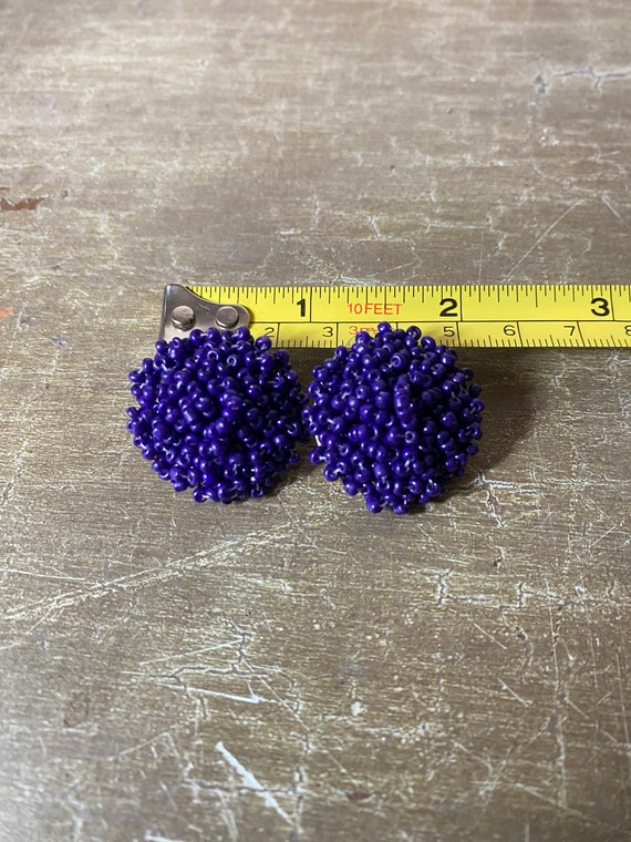 Hand Made Seed Bead Cluster Eggplant Purple Vinta… - image 5