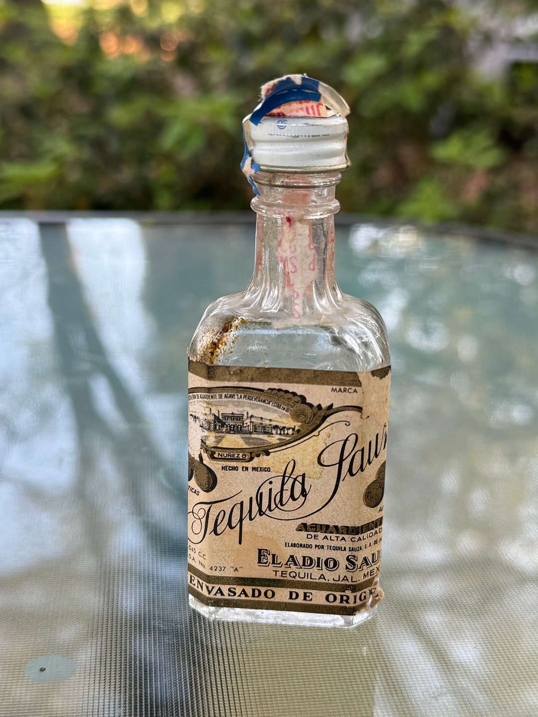 old tequila stock【未開栓】 Vintage Miniature Tequila Sauza Bottle - Empty Liquor Bottle