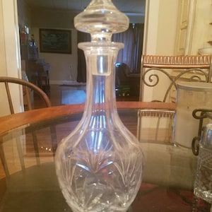 Vintage Cut Glass Decanter with Starburst  Design