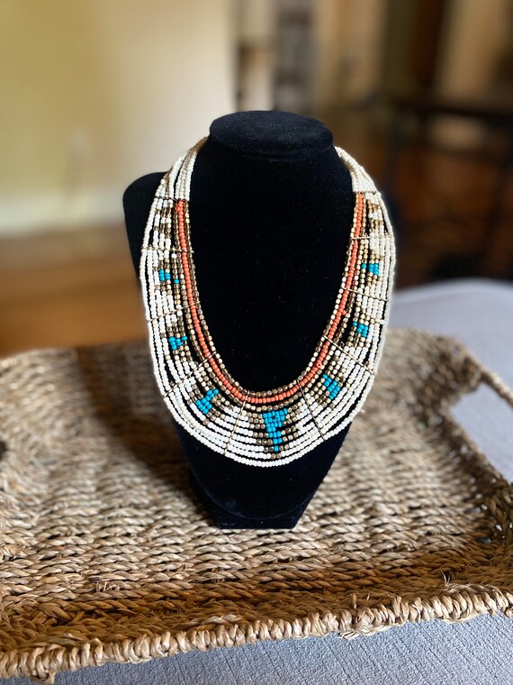 Seed Bead Layered Collar Necklace | Tribal | Bohem