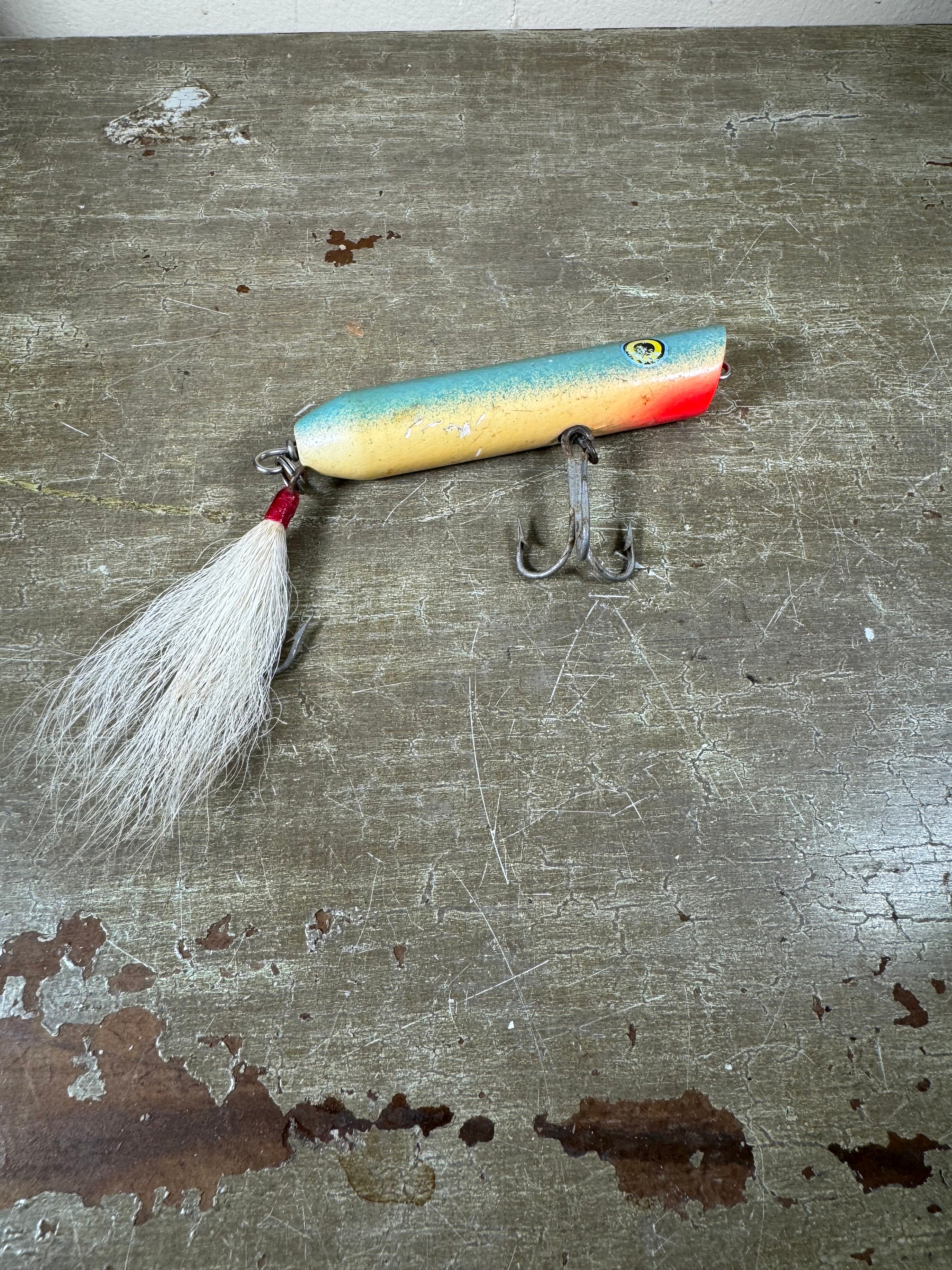 Aqua Blue Wooden Fishing Lure | Top Water Popper, Treble Hooks - Etsy