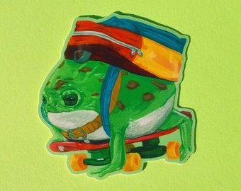 Frog Skateboarding Vinyl Sticker