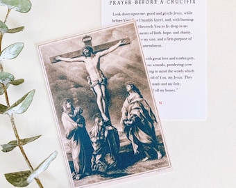 Prayer Before A Crucifix Vintage Print Prayer Card