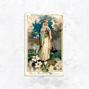 Vintage Ave Maris Stella Holy Card