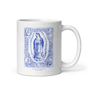 Vintage Style Our Lady of Guadalupe White Glossy Mug