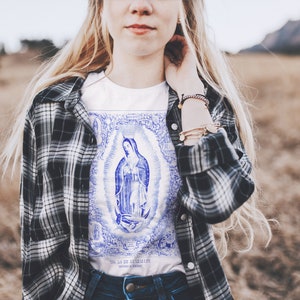 Camiseta de Algodón Estilo Vintage Nuestra Señora de Guadalupe