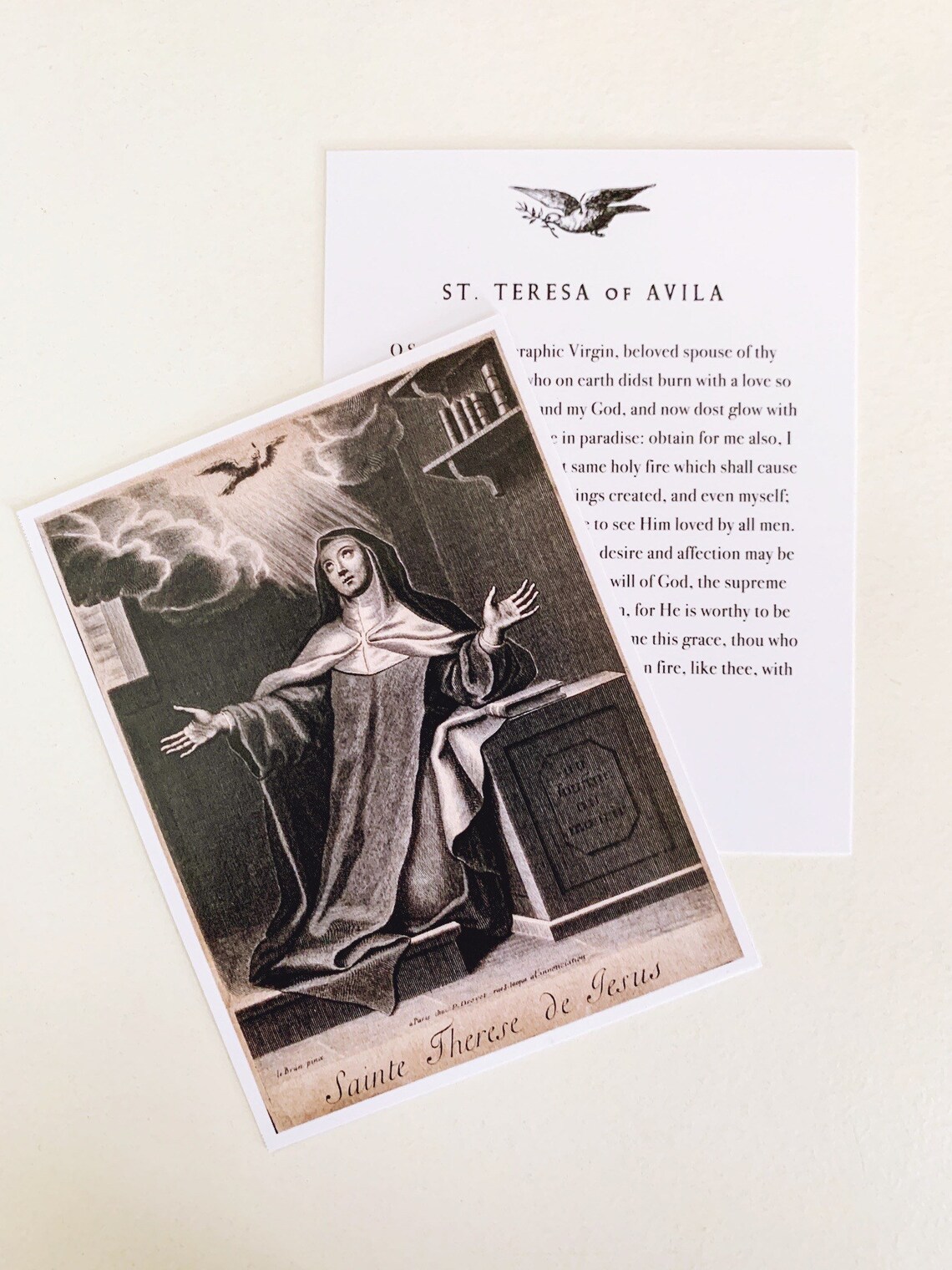 Saint Teresa of Avila Vintage Print Prayer Card image 0