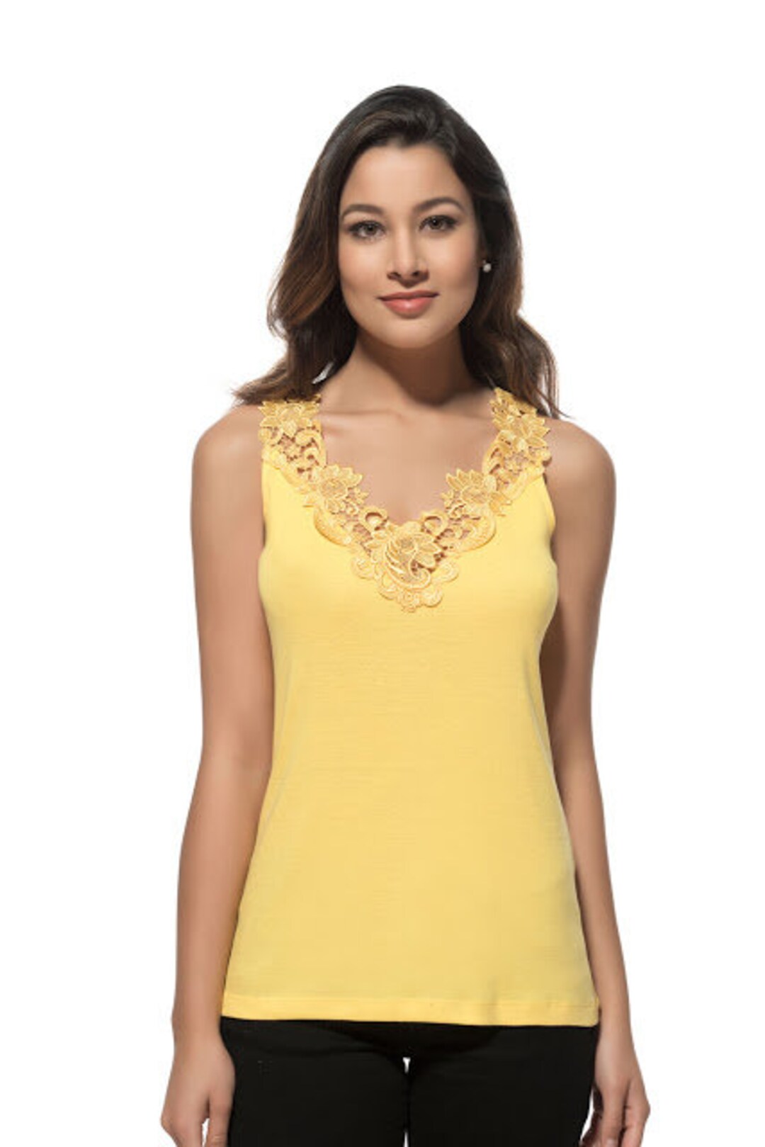 PACK OF 3 Lace Trim Women's Dressy Cami Tank Tops Fashion Lace Camisole