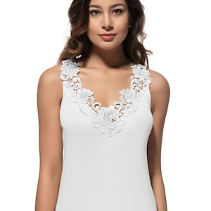 Camisole for Women, 100% Cotton, Airy Soft Comfy Lace Cami Tank Tops  Undershirt (Cream/Wide Strap, XX-Large) 