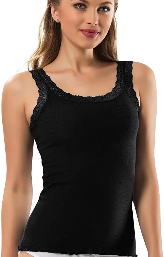 Cotton Tank Tops Lace Trim Camisole for Women, Durable Comfy Soft Stretch  Cotton Mother's Day Best Gift Chrismas Gift 