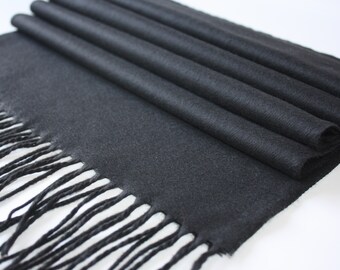 Black Luxury Men Cashmere Feel Valentine's Day Gift Scarf, Birthday Gift , Ultra Soft Warm Winter Scarf, Ready to ship