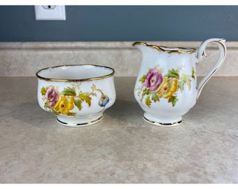 Royal Albert England Fine Bone China Open Cream And Sugar Bowl