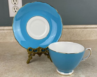 Colclough Bone China Engeland Romige stevige blauwe theekop en schotelset