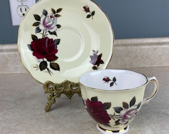 Colclough Bone China Engeland Romige stevige blauwe theekop en schotelset