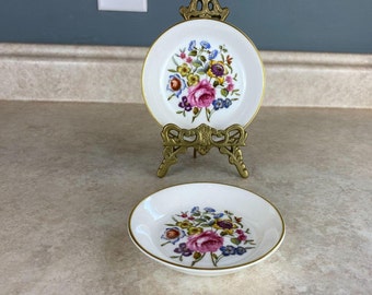 Royal Worcester Flowered Crown 51 Bone China Tea Bag Coasters Set Of Two