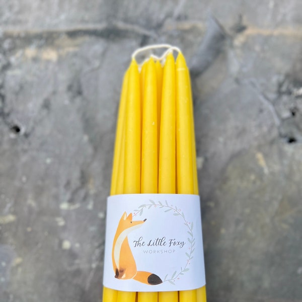 100% Raw Beeswax Candles | XXL Table Candles (33cm long)  l Holder | Tea Light Candles  |  Hand Made | Jar candle