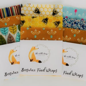 100 % Natural Set of 5 Beeswax food wraps size Large, medium, small