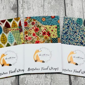 100% Natural Beeswax food wraps-Size Medium-Set of 3 (25x25, 20x20, 18D)