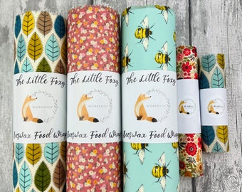 100% Natural Beeswax food Wraps -Choose Wrap Size - Set - Keep wrap tube- Roll, Eco Friendly gifts