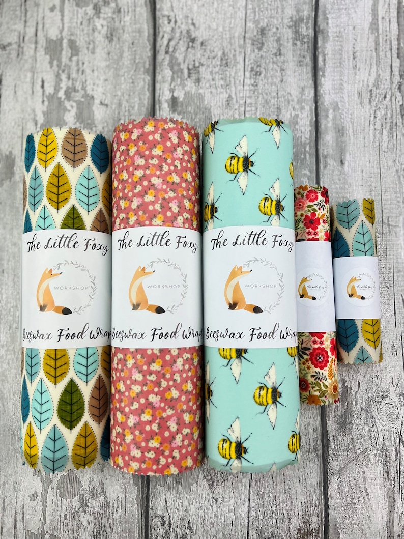 100% Natural Beeswax food Wraps -Choose Wrap Size - Set - Keep wrap tube- Roll, Eco Friendly gifts