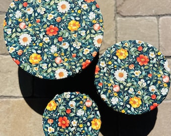 Reusable Cotton Bowl Covers with Elastic | Eco Friendly | Food Storage | Dish Storage