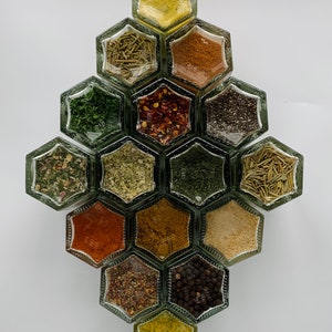 Especias magnéticas, tarros de té, pequeños, mini tarros vacíos - Elija el color de la tapa - Mantenga las especias, el té al alcance