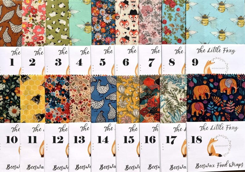 100% Natural Beeswax food Wraps -Choose Wrap Size - Set - Keep wrap tube- Roll, Eco Friendly gifts image 2