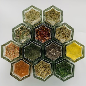 Especias magnéticas, tarros de té, pequeños, mini tarros vacíos - Elija el color de la tapa - Mantenga las especias, el té al alcance