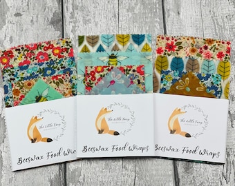 100%  Set of 4 Natural Reusable Beeswax Food Wrap size (30x30, 30x30, 20x20, 20x20 cm)