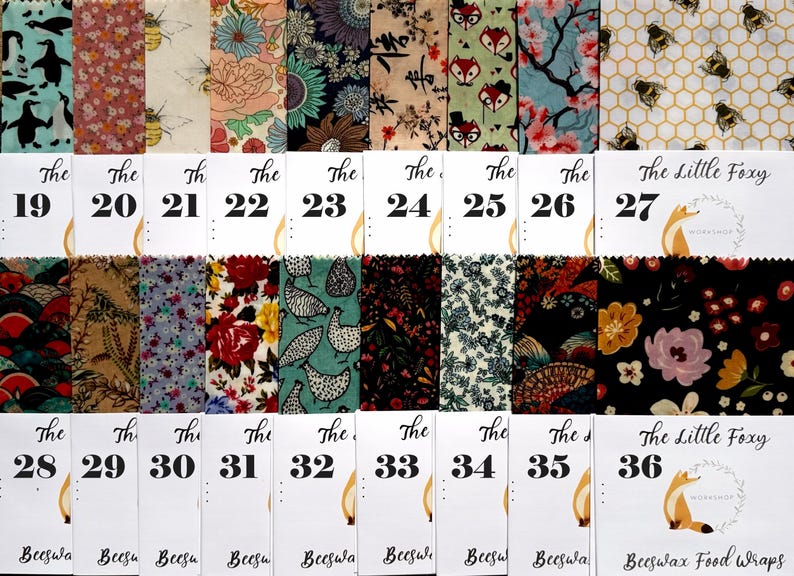 100% Natural Beeswax food Wraps -Choose Wrap Size - Set - Keep wrap tube- Roll, Eco Friendly gifts image 3