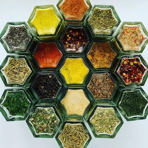 Magnetic Spice Rack by Gneiss Spice 24 Small Empty Hexagon Glass