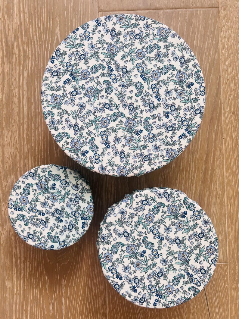 Reusable Cotton Bowl Covers with Elastic | Eco Friendly | Food Storage | Dish Storage